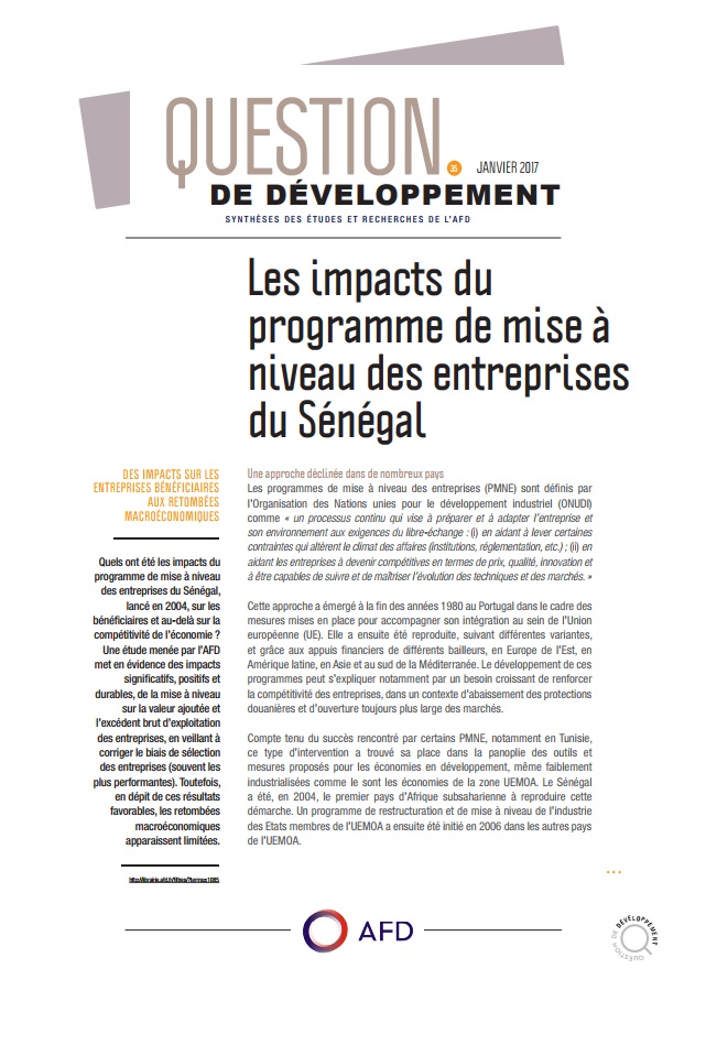 Les impacts du programme de mise à niveau des entreprises du Sénégal